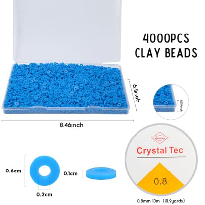 4000pcs Dark Blue Clay Beads,6mm Heishi Bead Polymer Flat Round Disc Bulk Beads for Jewelry Making,DIY Friendship Bracelet and Necklace Craft - color: Dark Blue