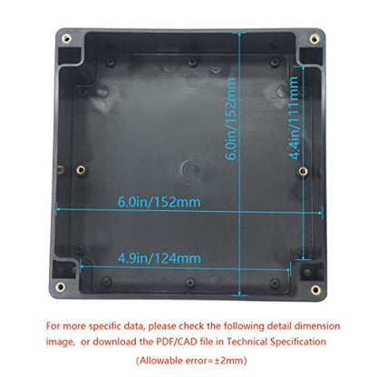 Junction Box, Zulkit Project Box IP65 Waterproof Outdoor Box ABS Plastic Electrical Boxes Electronic Enclosure Black 6.3 x 6.3 x 3.5 inch(160 x 160 x 90 mm)(Pack of 1) - size: 6.3" x 6.3" x 3.5"(Pack of 1)