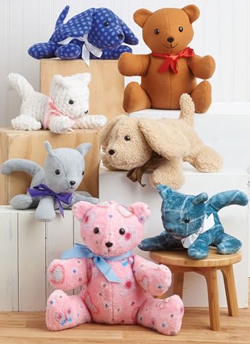 Simplicity S9360 Plush Bear, Puppy & Kitty Sewing Pattern, Stuffed Animal Toys, One Size