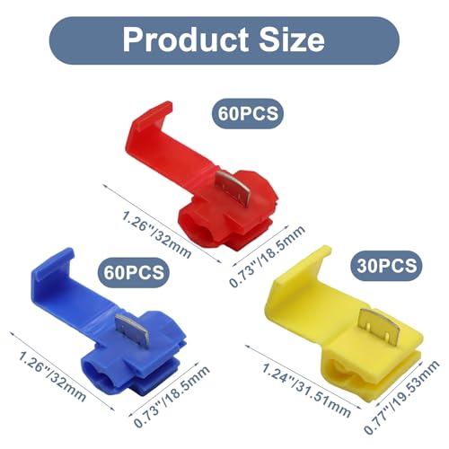 150 Pcs Quick Splice Wire Connector Assortment, 22-10 AWG - size: Kit-150