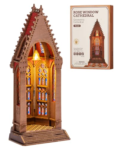 Rolife 3D Wooden Puzzle- Geometry Cathedral Architecture Model with LED Lights, DIY Craft Building Kit for Adults, Unique Home Decor & Birthday for Hobbyists - style: Geometry Cathedral