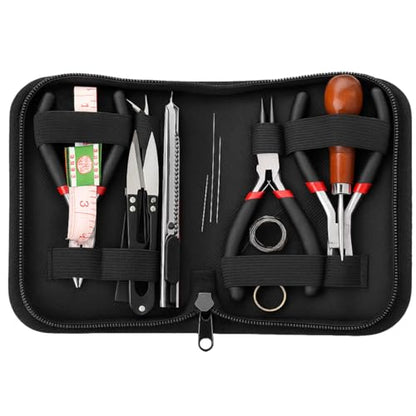 ToolUSA 13-Item Multi-Purpose Jewelry & Craft Kit | Comprehensive Crafting Tools | 4.5" x 6" x 1" (11.4 cm x 15.2 cm x 2.5 cm) Zipper Case