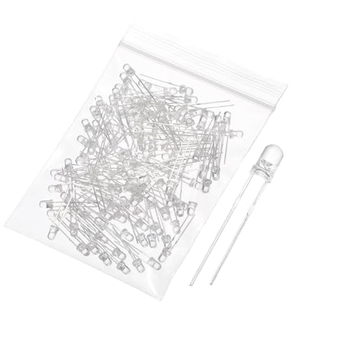 MECCANIXITY 240Pcs 3mm LED Diodes, Light Emitting Diodes, Bulb Lamp Electronic Project Kit for Science Project Circuit Board(White Light, Transparent Lens) - color: White Light, size: 3mm
