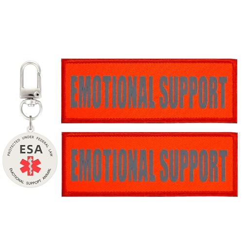 Emotional Support Dog Patches 2 pcs, ESA ID Tag Easily Attach to Dog Collar, Harness (Orange) - color: ESA Patch (Orange)