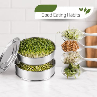 6'' Stainless Steel Sprouting Tray – Round 2-Tier Seed Gardening Planter Tray for Microgreens Broccoli Sprouts Growing Kit Microgreens Tray Germination - size: 2-Tier, 6"