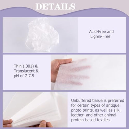 Lineco Acid-Free Unbuffered Interleaving Tissue Paper, 30"x40" (Pack of 12) - color: White, size: Pack of 12