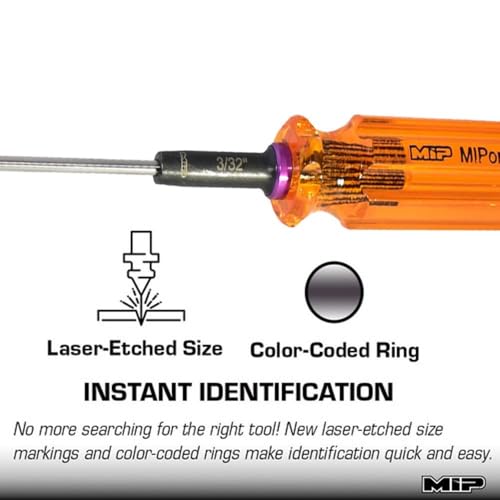 MIP 9203 Standard Hex Screwdriver RC Tools Kit 3/32" – Precision Hexagon Screwdriver for RC Cars, Quadcopter, Helicopter, and FPV Racing Drone Models - size: 3/32"