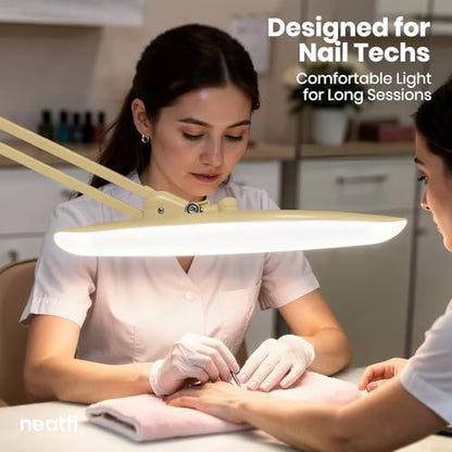 Neatfi XL 2200 Lumens 24W LED Desk Lamp – Shadow-Free Task Lighting | 4-Level Dimming | Home Office & Crafts Use | 20-Inch Wide Head (Gold, Non-CCT with Clamp) - color: Gold, size: Non-CCT with Clamp