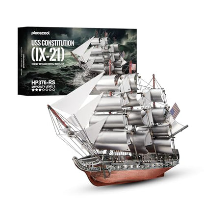 Piececool 3D Metal Puzzles, USS Constitution Sailing Boat Models for Adults Sailing Frigate Warship Sailboat Ship Model Building Kits Hobby Crafts for Adults Creative Gift Ideas Birthday Christmas - style: USS Constitution