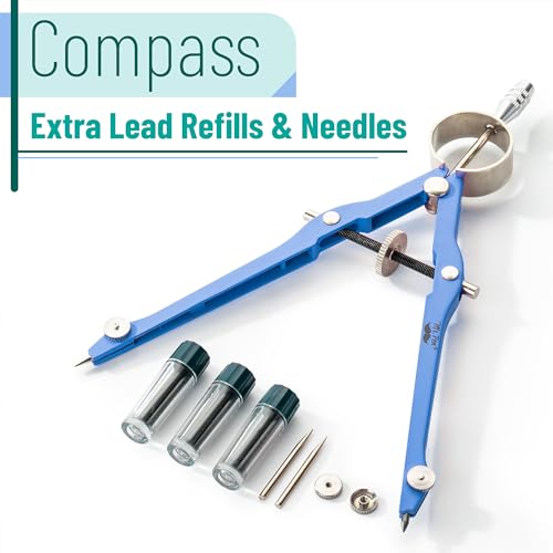 Mr. Pen- Professional Compass for Geometry, Extra Lead - color: Light Blue