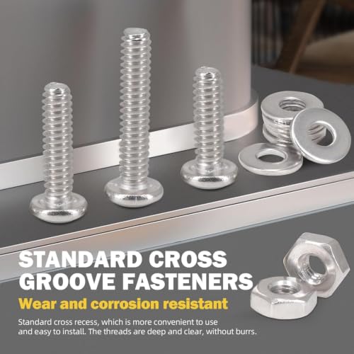 180 PCS Bolt Combination Kit #10, 3/8", 3/4", 1" - size: 4.8 mm, style: Round head machine screw