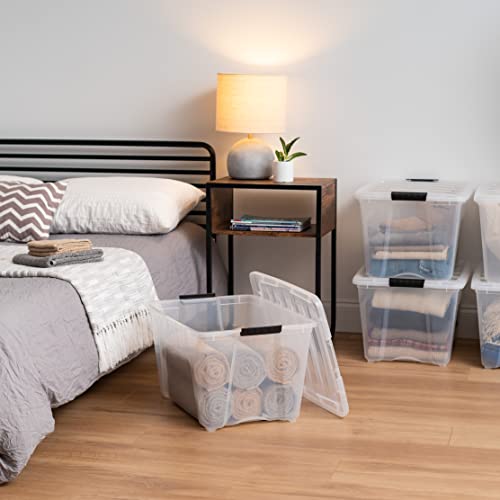 IRIS USA 3-Drawer Rolling Storage Cart, Black/Clear - size: 54 Qt, style: 4 Pack