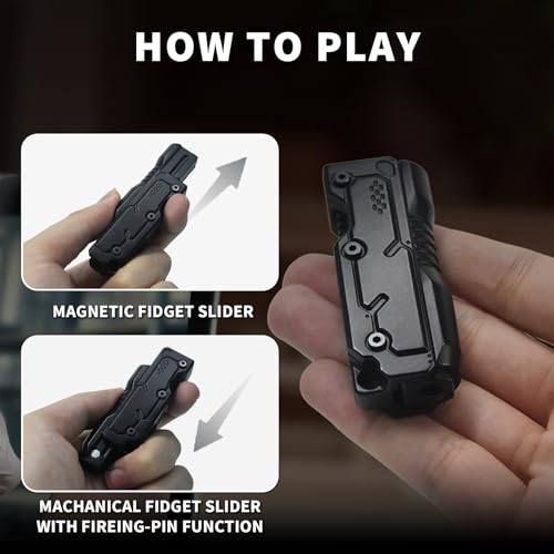 SKEDC Machine Soul Fidget Toy for Adults, Metal Fidget Slider Fidget Clicker Toy, Simulated Loading&Ratchet Play Stress Relief Toys Adults ADHD Tools Cool Gadgets for Men - color: Black