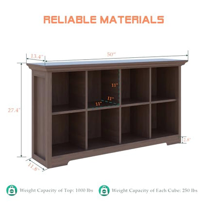 OSCHF 8-Cube Open Bookcase with Base, 2-Tier Low Cabinet, Walnut - color: Walnut, size: 8-Cube