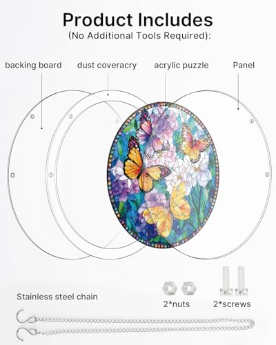 Acrylic Jigsaw Puzzle Suncatcher - Butterfly Garden - color: Butterfly Garden, size: L-8.9in*8.9in