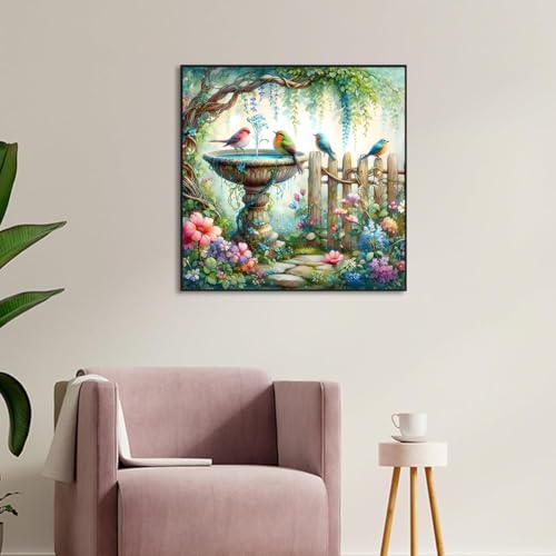 Diamond Art Kits for Adults,Garden Birds Diamond Painting Kits 14 x 14in - color: DP00546
