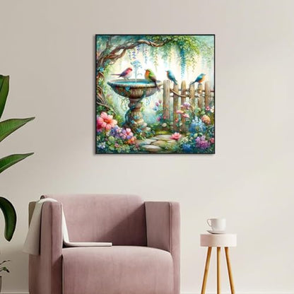 Diamond Art Kits for Adults,Garden Birds Diamond Painting Kits 14 x 14in - color: DP00546