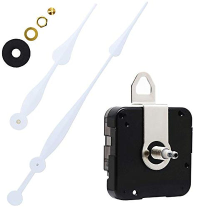 Youngtown High Torque Long Shaft Clock Movement Kit with 12 in White Hands - color: White, size: 29/32 inch Total shaft length
