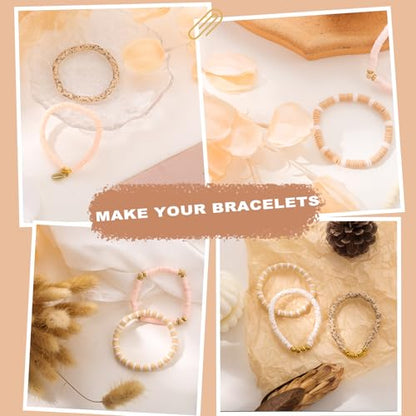 ADIIL 7200pcs Clay Beads Bracelet Making Kit, 6mm Polymer Heishi Beads for Jewelry Making, Friendship Bracelet Kit Birthday Gift for Adults Light Neutral - color: Light Neutral