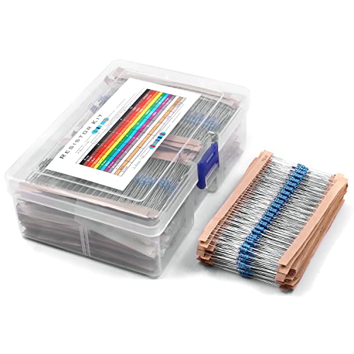 2600Pcs 130 Values Resistor Kit 1/4W, 1 Ohm-3M Ohm RoHS Compliant MelkTemn Resistor Assortment Kit Metal Carbon Film Fixed 1% Electrical Resistors Set Assortment Resistance Optional 100% New