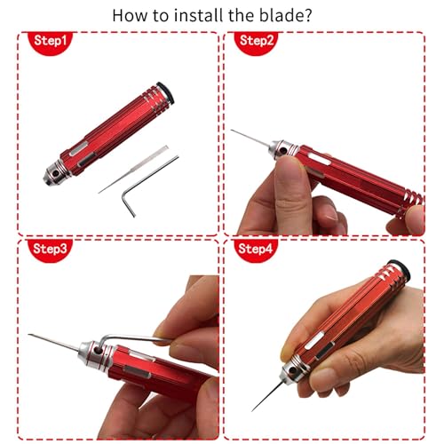ANSAI Model Scriber with 5 Blades for Modeling Hobby Resin GK Carved Scribe line Cutting Tool Chisel + Rubber Cap Blades with Laser Mark