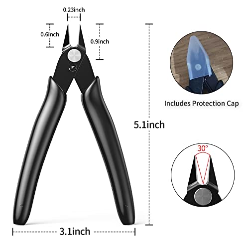 5-Pack Small Wire Cutters Compact Zip Tie Cutter Flush Cutters 5" Black - color: Black ( 5 Pack )