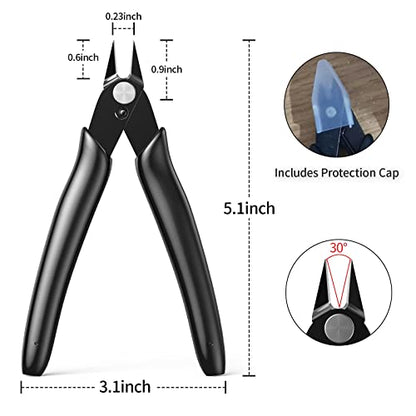 10 Pack Small Wire Cutters for Jewelry Making 5 Inch Model Nippers Filament 3d Print Snips Zip Tie Flush Cutter for Soft Copper Wire, Crafts, Floral, Electronics, Black - color: Black ( 10 Pack )