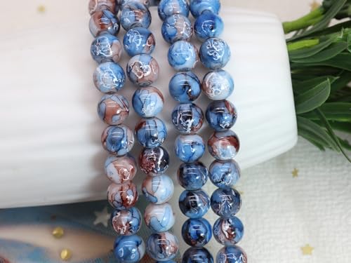 10mm Blue Glass Beads Kit 300pcs for Jewelry Making - size: 10mm Blue #381