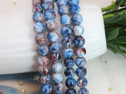 10mm Blue Glass Beads Kit 300pcs for Jewelry Making - size: 10mm Blue #381