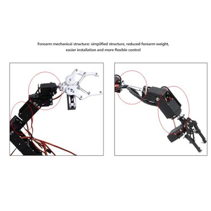 FLEXMAN Robotic Arm Kit, 6DOF Robot Mechanical Arm Clamp Claw Kit, Programmable Aluminum Industrial Robot DOF Manipulator for Teaching DIY
