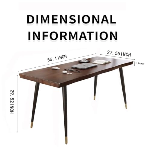 Sihtengxxhongs Modern Simple Style 55 Inch Standing Desk, Solid Wood Computer Desk with Black Metal Frame, Multipurpose Study Writing Workstation Desk for Home Office Bedroom Living Room - size: YC-1