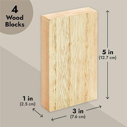 Bright Creations Unfinished MDF Wood Board - 5 x 3 x 1 in, Pack of 4 - Smooth Surface for Paint & Stain - Wood Pieces for Crafts - size: Rect. 5x3x1in
