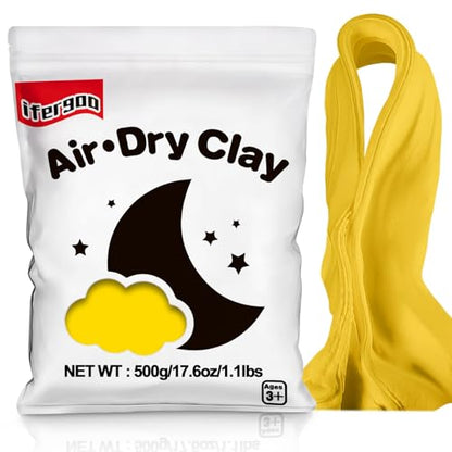 ifergoo 500g Yellow Air Dry Clay, 1.1LBS Foam Magic Modeling Clay for Kids - color: Yellow/500g