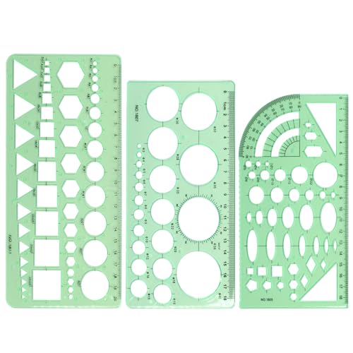 Circle Template Clear Green Plastic Drafting Set Style3 - style: Style3,3Pcs
