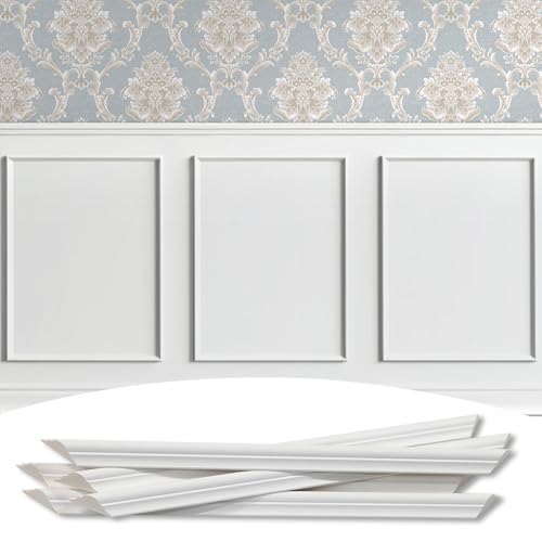 Lunghaa 3-Frame 16" x 24" Premade Accent Wall Molding Kit, Ready-to-Assemble Wainscoting Panels, Pre-Cut Chair Rail Moulding Trim Picture Frame for Home Décor - size: 3-Frame, 16"W x 24"H
