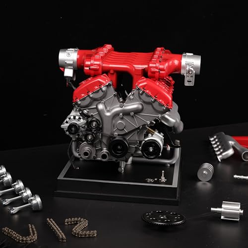 Metal V12 Engine Model Kit That Works 800+ PCS Metal Motorized 4-Stroke Engine with Electric Drive, DIY STEM Building Project & Educational Gift for Adults, and Car Enthusiasts