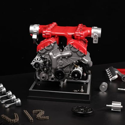 Metal V12 Engine Model Kit That Works 800+ PCS Metal Motorized 4-Stroke Engine with Electric Drive, DIY STEM Building Project & Educational Gift for Adults, and Car Enthusiasts