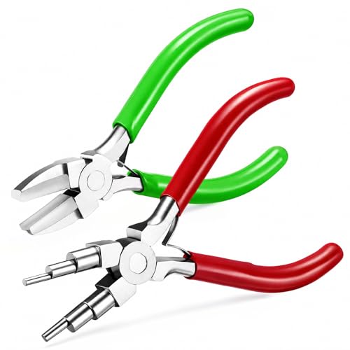 Mudder 2 Pcs Jewelry Making Tool 6 in 1 Bail Making Plier,Red and Green - color: Red and Green