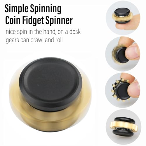 FREELOVE Gear Metal Fidget Spinner Toys for Adults, Small Mini Tiny Pockget Figette, Bike Chain, Copper Brass Hands Gyro, Quiet Silent Cool Cube for Anxiety Men (1 Gear, Black-Brass) - color: 1 Gear Black, style: 1 Gear