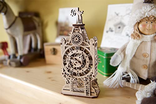 UGEARS Old Clock Tower 3D Wooden Puzzles for Adults - Wooden Model Kits for Adults Clock Kit for Do It Yourself Wood Building Kit for Adult Mechanical Puzzle Brain Teaser, Hobby Set