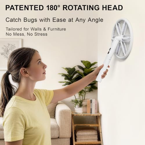 Rotating Head Electric Fly Swatter with 16–40" Telescopic Handle, 4000V