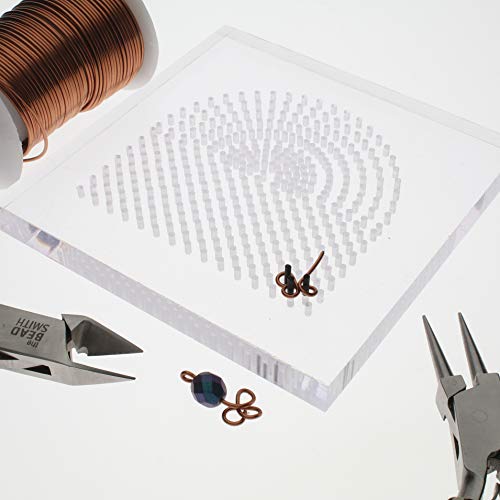 The Beadsmith Wig Jig Centaur Lite Wire Elements Acrylic Square Jig 4 x 4, 441 Holes, 10 Removable Metal Pegs Tool for Making Wire Components and Jewelry Designs - size: 4" x 4" Square Jig