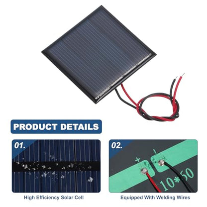 MECCANIXITY 2 Pcs 2V 0.22W 110mA Mini Solar Panels, Small Polycrystalline Solar Cell Panel with 2 Cable for DIY Electric Toy Materials Kits Charger, 44mm x 44mm - style: 2V 0.22W 110mA