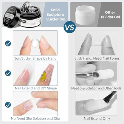 Clear and Pearl White Nail Extension Gel 3D Nail Art Sculpture Gel - color: Clear&Pearl White
