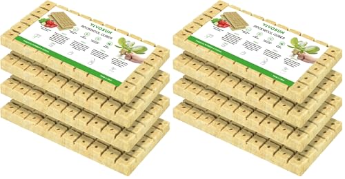 VIVOSUN 1" Rockwool Cubes, 200 Plugs Stonewool Starter Grow Cubes for Cuttings, Cloning, Plant Propagation, Seed Starting, Hydroponic Grow Media for Vigorous Plant Growth (Pack of 2) - size: 1"-200 Plugs (Pack of 2)