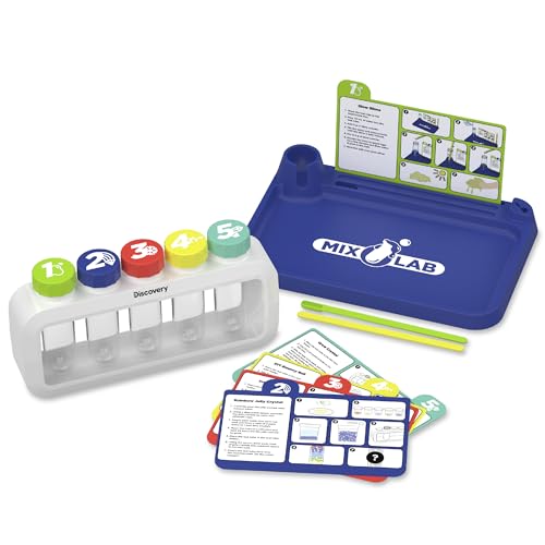 Discovery Sensory Science Test Tube Chemistry Lab| 5 STEM Experiments| Glow Slime, DIY Bouncy Ball, Crystal Growing, Instant Snow| Science Kit for Kids| Educational Learning Toy| Gift for Ages 6+