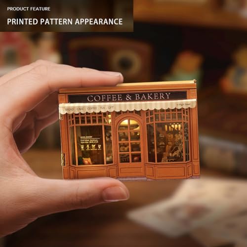 Mini 3D Wooden Doll House Craft Model with LED,DIY Miniature and Furniture Dollhouse Kit,Creative Room Idea for Valentine's Day Birthday Gift (Bagel Time) - color: Bagel Time