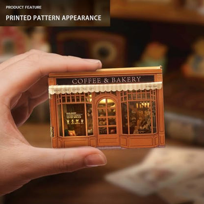 Mini 3D Wooden Doll House Craft Model with LED,DIY Miniature and Furniture Dollhouse Kit,Creative Room Idea for Valentine's Day Birthday Gift (Bagel Time) - color: Bagel Time