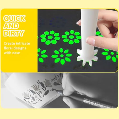 Corey-z Dot Painting Tools Set – 5 Dual-Ended White Dotting Pens with 10 Unique Patterns for Mandala, Rock Painting, and Floral Dot Art – Perfect for Beginners and Artists