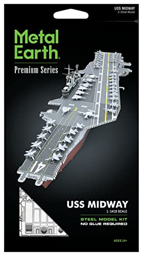 Metal Earth Premium Series USS Midway Aircraft Carrier 3D Metal Model Kit Fascinations - color: Mutli